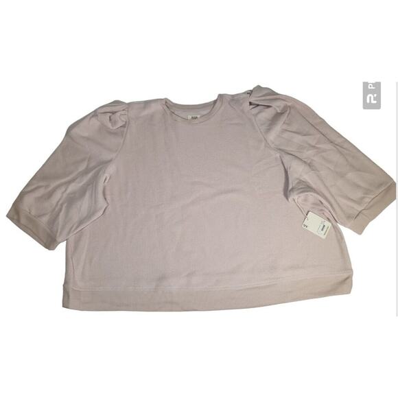 A.n.a Womens Sweater 4xl Pink Puff Sleeve Fleece 3/4 Round Neck Officewear - Picture 4 of 13